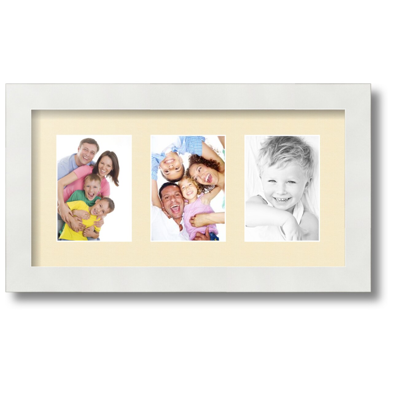 ArtToFrames Collage Photo Picture Frame with 3 - 3.5x5 inch Openings, Framed in White with Over 62 Mat Color Options and Regular Glass (CSM-3966-29)